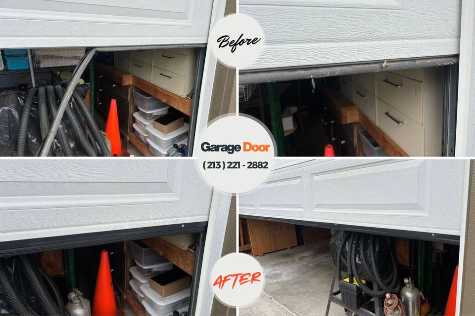 Before and after: garage door repair Grand Meadow, MN